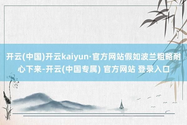 开云(中国)开云kaiyun·官方网站假如波兰粗略耐心下来-