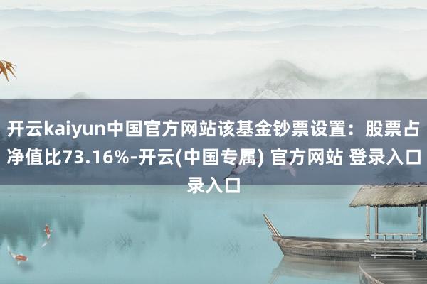 开云kaiyun中国官方网站该基金钞票设置：股票占净值比73.16%-开云(中国专属) 官方网站 登录入口
