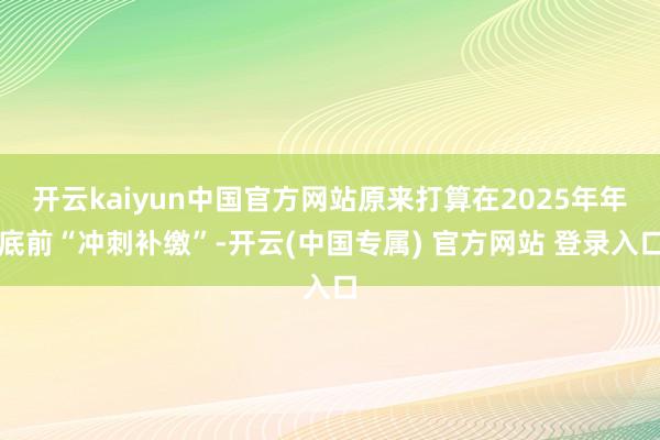 开云kaiyun中国官方网站原来打算在2025年年底前“冲刺