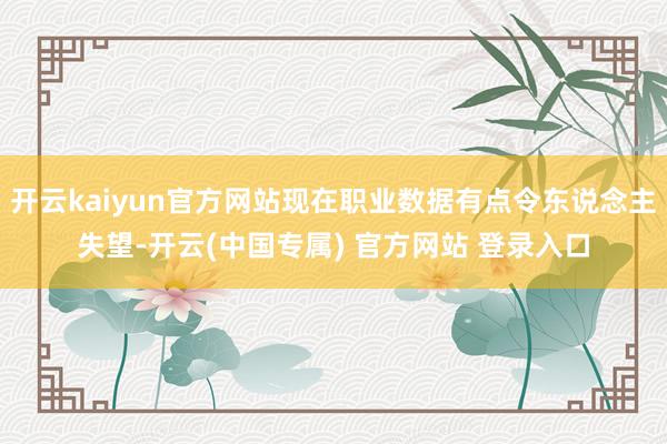 开云kaiyun官方网站现在职业数据有点令东说念主失望-开云