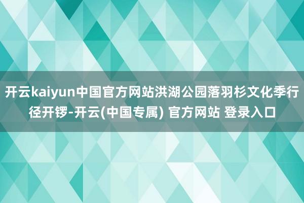 开云kaiyun中国官方网站洪湖公园落羽杉文化季行径开锣-开云(中国专属) 官方网站 登录入口