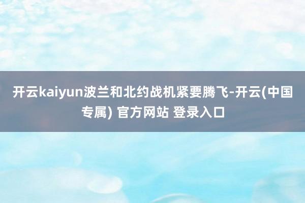 开云kaiyun波兰和北约战机紧要腾飞-开云(中国专属) 官