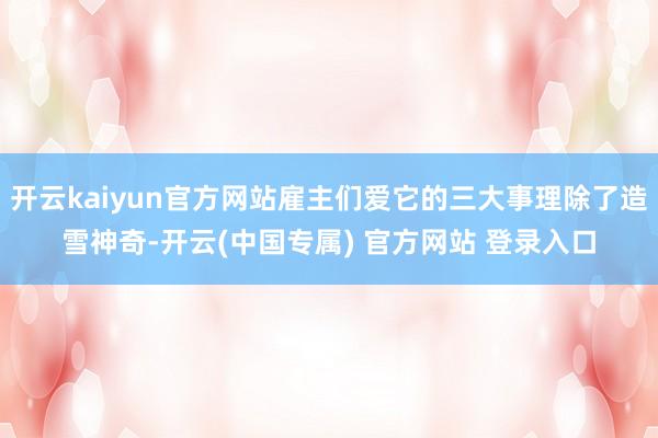 开云kaiyun官方网站雇主们爱它的三大事理除了造雪神奇-开